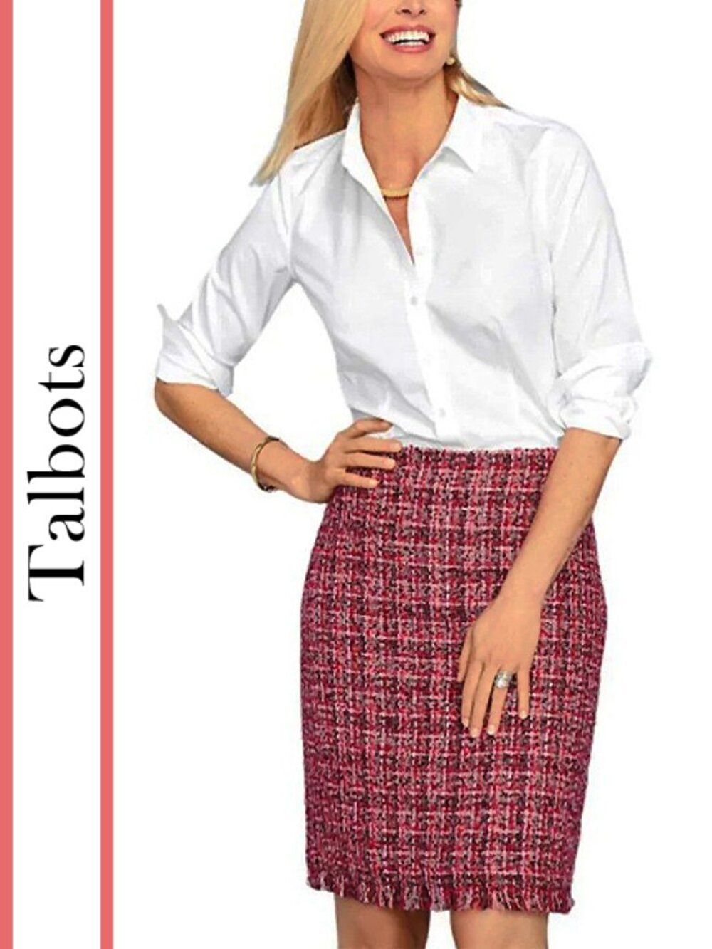 Talbots | Boucle Tweed Fringed Hem A-Line Skirt